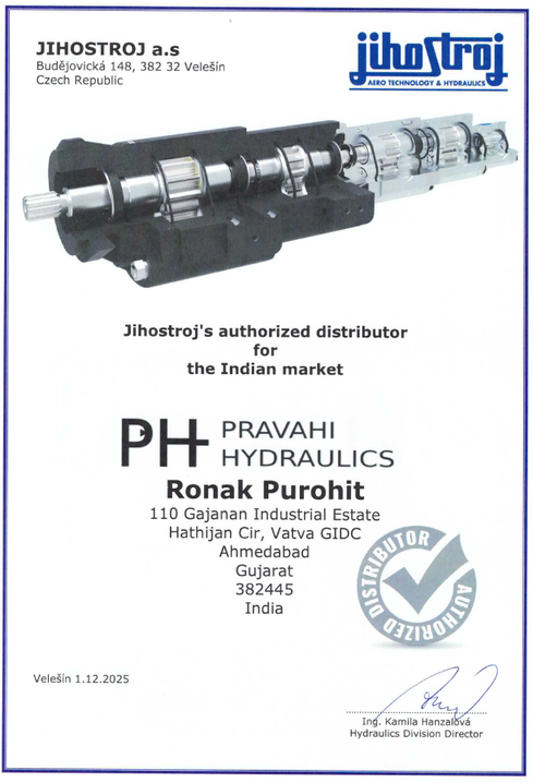 Jihostroj Authorised Dealer Certificate